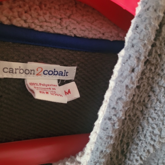 Carbon 2 Cobalt 1/4 Zip Pullover Sweater Mens Medium Fleece Mock Neck Outdoors - Picture 10 of 10